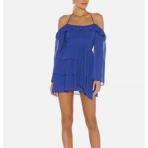 Lovers and Friends Blue  Vittoria Mini Dress Of The Shoulders size Medium